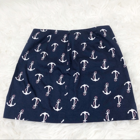 J. Crew Navy Blue Anchor Print Mini Skirt Pockets - Picture 3 of 4
